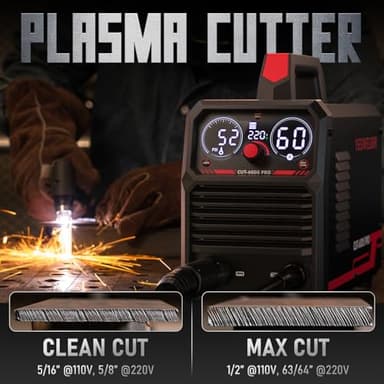 YESWELDER Plasma Cutter 60Amp Non-High Frequency Non-Touch Pilot Arc, Digital Display DC Inverter 110/220V Dual Voltage Blowback Plasma Cutting Machine CUT-60DS PRO - Image 4