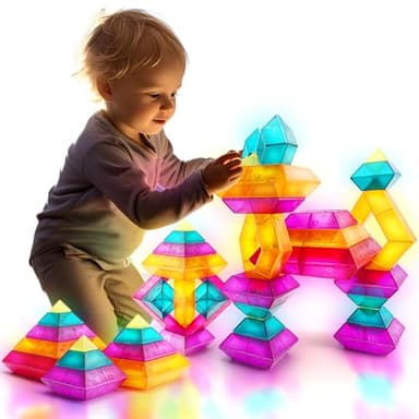 Building Block Sets for Kids 3 4 5 6 Year Old, 30 Pcs Stacking Blocks Toys for Boys Girls, STEM Preschool Learning Activities Educational Light Table Toys Gifts for Toddlers Children - Image 1