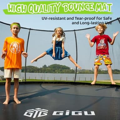Gigu 10 FT Recreational Trampoline -Reinforced T-Socket Frame, Double Zippered Entry, Includes Ladder and Enclosure, Outdoor Specific - Image 3