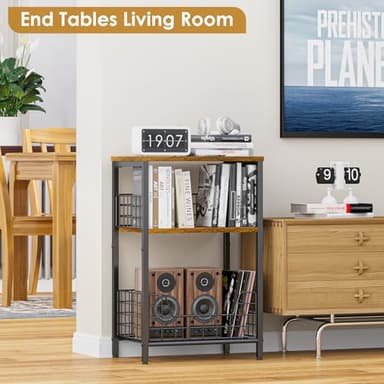 X-cosrack Side Table, Small End Table Record Player Stand with Storage, Vinyl Record Storage Night Stand for Living Room, Bedroom,Office(Patent Pending)(Rustic Brown & Black) - Image 4