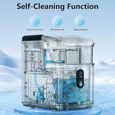 Nugget Ice Maker Countertop,Ready in 6 Mins, 34lbs/24H,Auto-Cleaning Portable Ice Maker with Basket and Scoop, for Home/Kitchen/Camping/RV. (Black) - Image 3