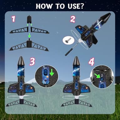 Rocket Launcher for Kids -200 Feet of Flight Altitude, Auto Electric Rocket Toys with Safe Parachute, Outdoor Summer Yard Toys Christmas Birthday Gifts for Boys & Girls Age 6 7 9 10 12 8-13 Years Old - Image 4