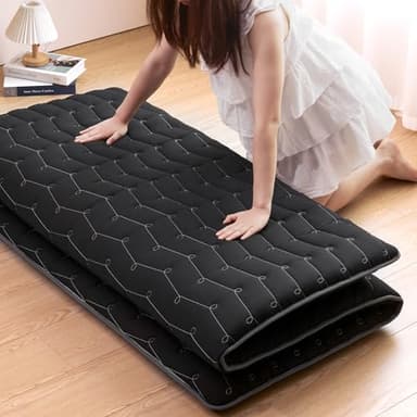 Premium Foam 3.2" Thick Japanese Futon Floor Mattress - Twin Size 39"x80" 100% High-Density Foam,Comfortable Sleeping Pad,Tatami Mat for Dorm,Bedroom or Guest Room，Boys Girls Dormitory Pads(Black) - Image 1