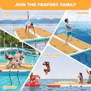 FBSPORT Inflatable Floating Dock, 10ft Inflatable Swim Platform Dock for Lake, Inflatable Water Floating Dock Mat with Non-Slip EVA Surface, Floating Island for Pool Beach Ocean 10x6.5x0.5ft,WoodGrain - Image 5