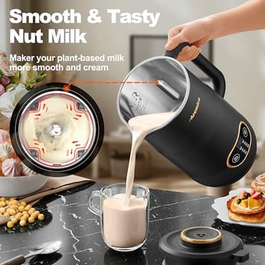 8 in 1 Nut Milk Maker, 8 Blade 35oz Homemade Almond, Oat, Coconut, Soy, Plant Based Milks and Non Dairy Beverages, Soy Milk Maker Machine with Delay Start/Keep Warm/Self-Cleaning/Boil Water - Image 3