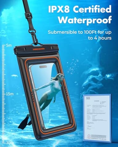 UNBREAKcable Floating Waterproof Phone Pouch 2 Pack, IPX8 Waterproof Phone Case Dry Bag Kayak/Beach/Cruise Travel Essentials, Water Proof Pouch for iPhone 17 16 15 Pro Max, Samsung S25 Ultra S24-7" - Image 3