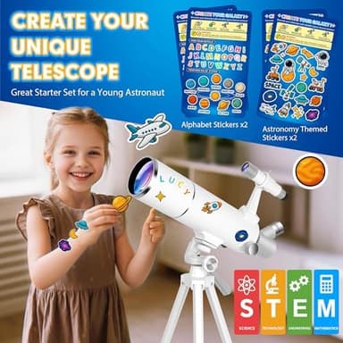 Hawkko Telescope for Adults & Kids – 80mm Aperture 500mm Telescopes for Adults Astronomy, (20X-150X) Portable Refractor Telescope Kit for Beginners with Decorate Stickers, AZ Tripod, Phone Adapter - Image 4