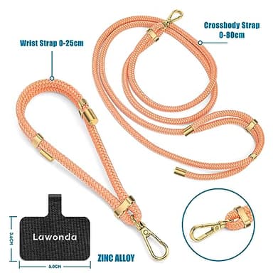 Lawonda 2 Pads Phone Lanyard Adjustable Crossbody Cell Phone Neck Strap Universal Mobile Phone Wrist Lanyard + 2pcs Cellphone Patch Tether Tab for Travel Essentials Black - Image 5