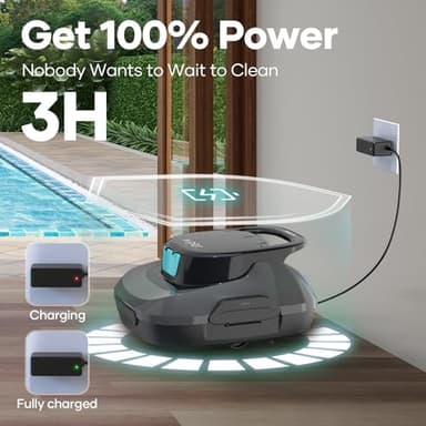 AIPER Cordless Automatic Pool Cleaner, Pool Vacuum with Auto- Parking, Lightweight, Ideal for Above Ground Flat Pool up to 860 sq.ft. (Renewed) - Image 5