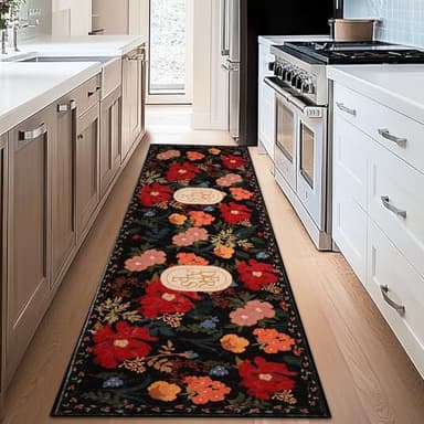 ROTTOGOON Hallway Runner Rug 2'x6' Washable Soft Floral Rug with Rubber Backing Stain Resistant Non-Slip Bohemian Runner Rugs for Hallway Entryway Laundry Room Kitchen Bathroom - Image 1