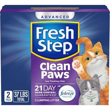 Fresh Step Clean Paws Cat Litter with Febreze Freshness, Advanced Multi Cat Low Tracking Clumping Litter, 37 lbs. (2 x 18.5 lb. Box) - Image 1