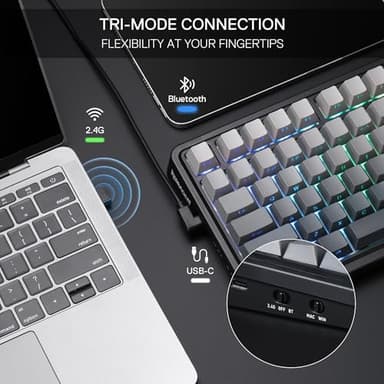 Redragon K686 PRO 98 Keys Wireless Gasket RGB Gaming Keyboard, 3-Mode PBT Mechanical Keyboard w/Hot-Swap South-Facing RGB Socket, Dedicated Knob Control & 5-Layer Noise Dampening, Gradient PBT Keycaps - Image 4