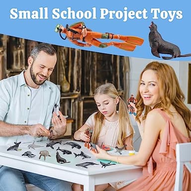 20pcs Mini Ocean Animal Figurines - Realistic Sea Creatures Toy Figures with Sharks, Whales & Diver Figures - Great for Kids' Parties, Cake Topepr & Gift - Image 4