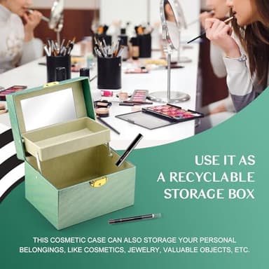 Color Nymph Makeup Kit For Teens Girls, Makeup Set For Little Girls With Key-Lockable Storage Case Included 17-Colors Eyeshadows, Blush, Bronzer, Highlighter, Contour, Lipstick Brushes Mirror (Green) - Image 7