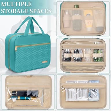 WELIDAY Travel Toiletry Bag - Spacious Toiletry Bag with Hanging Hook, Water Resistant Makeup Bag for Women & Men, Travel Essentials (Large-Green) - Image 5