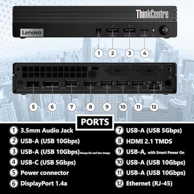 Lenovo ThinkCentre Tiny M70q Gen 5 Intel 10-Core i5-14400T (Beat i7-13700T), 32GB DDR5 RAM, 1TB NVMe, WiFi 6, Bluetooth, RJ-45, DP Port, HDMI, W11P, Business Desktop, 3 Yr Wty - Image 4