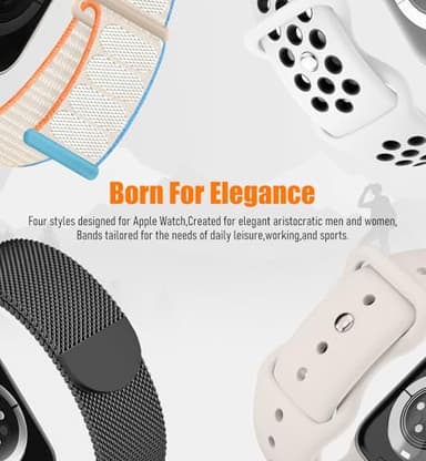 8 Pack Compatible with Apple Watch Ultra 2 Band 49mm 46mm 45mm 44mm Men Women,Breathable Silicone+Milanese Loop+Sport Band+Sport Loop for iWatch Ultra2/Ultra Series 10 46 mm/9/8/7/6/SE/5/4/3 - Image 4