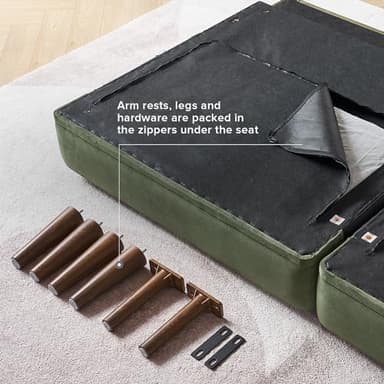 mopio 76.8" Futon Sofa Bed, Small Couch, Sleeper, Loveseat, Mid Century Modern Futon Couch, Sofa Cama, Couches for Living Room (Olive Green Premium Velvet) - Image 8