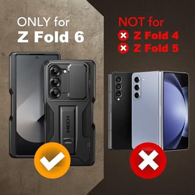 TONGATE for Z Fold 6 Case, [with S Pen Slot & Hinge Protection] [Tempered Glass Screen Protector] Full-Body Military Drop Phone Case for Samsung Galaxy Z Fold 6 with Stand & Belt Clip, Titanium Black - Image 9