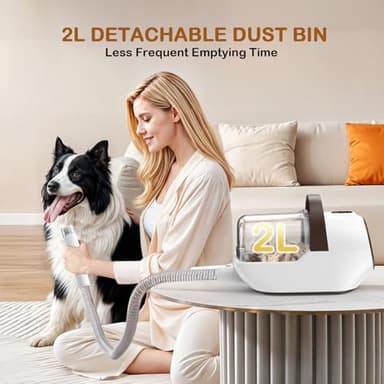 Dog Grooming Vacuum, Dog Grooming Kit with Pet Clipper Nail Grinder, 3 Suction Modes Dog Brush Vacuum with 6 Pet Grooming Tools (Coffee) - Image 3