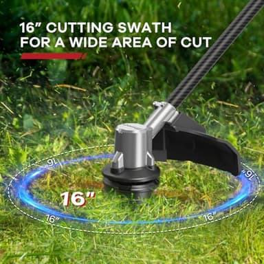 Cordless Weed Wacker, ENHULK 58V 16" String Trimmer - Carbon Fiber, 3-Speed Setting, Brushless Trimmer with EZ-HMI LED Control Panel, Fast Load Bump Feed, 2.5Ah Battery/Charger Included - Image 4
