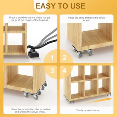 Heavy Duty Furniture Dolly, Furniture Movers, Furniture Dolly with 5 Wheels, Carbon Steel Panel Heavy Duty Dolly, Furniture Lifter with 360° Rotatable Rubber Universal Wheels, Maximum Load 3500 LBS - Image 7