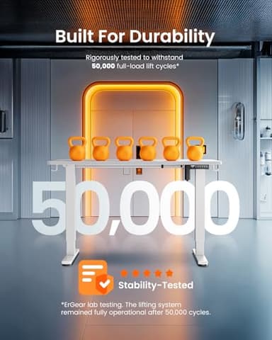 ErGear Height Adjustable Electric Standing Desk, 48 x 24 Inches Sit Stand up Desk, Memory Computer Home Office Desk with Two-Piece Desktop (White) - Image 6