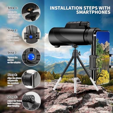 EOQIFJM 10x42 High-Powered Monocular for Adults - Military Grade Compact Monocular Telescope with Tripod, Lightweight & Waterproof Design&BAK4 Prism for Bird Watching, Hiking andWide Field of View - Image 6