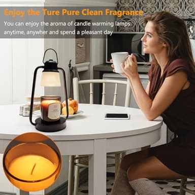 Candle Warmer Lamp with Timer Dimmer - Electric Wax Melt Warmer Lamp for Jar Candles, Vintage Candle Lamp Warmer with 2 Bulbs, House Warming Gifts New Home Decor, Birthday Gifts for Women Mom Black - Image 6