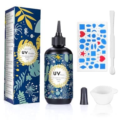 OSBANG Crystal Clear Hard UV Resin Upgraded Formula Ultraviolet Fast Curing for Jewelry Making Craft Decoration Hard Transparent Glue Solar Cure Sunlight Activated Resin Casting & Coating (200g) - Image 1