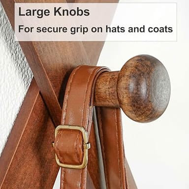 Dseap Expandable Coat Rack (Larger Version) - 24” High, Anti-Slip, Ultra Heavy Duty Wooden Accordian Wall Hanger with 10 Study Peg Hooks for Clothing Hats Jackets Bags, Brown - Image 8