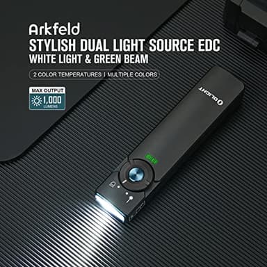OLIGHT Arkfeld EDC Flat Flashlight, 1000 Lumens White LED Light with Green Beam Combo, Power by Rechargeable Built-in Battery for Outdoors, Emergency, Work (Black CW) - Image 2