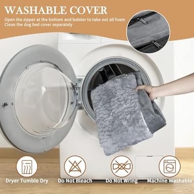 Comfort Expression Orthopedic Dog Bed for Extra Large Dogs 45x35 Inch, Waterproof Supportive Egg Crate Foam XL Pet Bed with Removable Bolsters, Dog Couch with Washable Cover & Non-Slip Bottom, Grey - Image 8