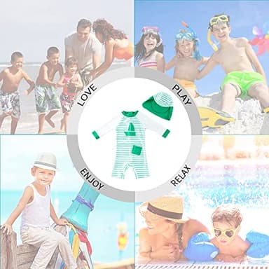 upandfast Baby/Toddler Swimsuit UPF 50+ Sun Protection One Piece Zipper Bathing Suit with Sun Hat Infant Beach Swimwear (Green Boat, 9-12 Months) - Image 7