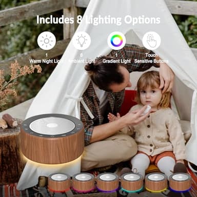 Nursery Lamp with Sound Machine, Mood Lighting, 7 Colors Night Light, 30 Soothing Sounds, White Noises for Baby, Adults. Timer, Plug in, Memory Function, Touch Control - Image 4