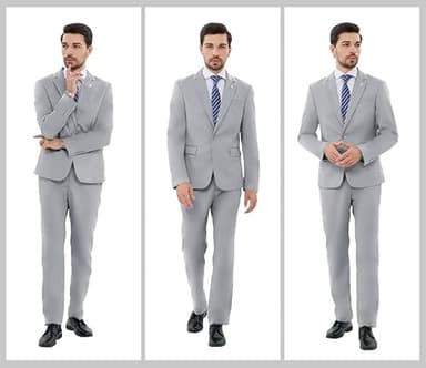 MAGE MALE Mens 2 Piece Suit Slim Fit Solid Wedding Prom Tuxedo Suit with One Button Notch Lapel Blazer and Pants Light Grey - Image 5