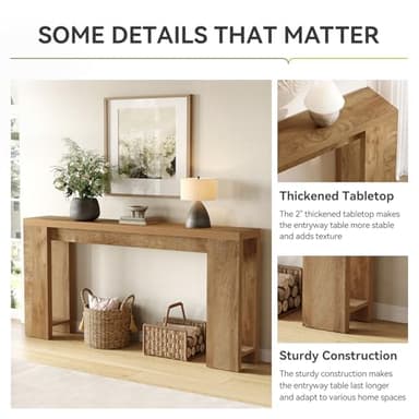 Little Tree 70.9-Inch Long Console Table, Narrow Sofa Table Behind The Couch, Farmhouse Console Table for Living Room, Entryway, Hallway - Image 5