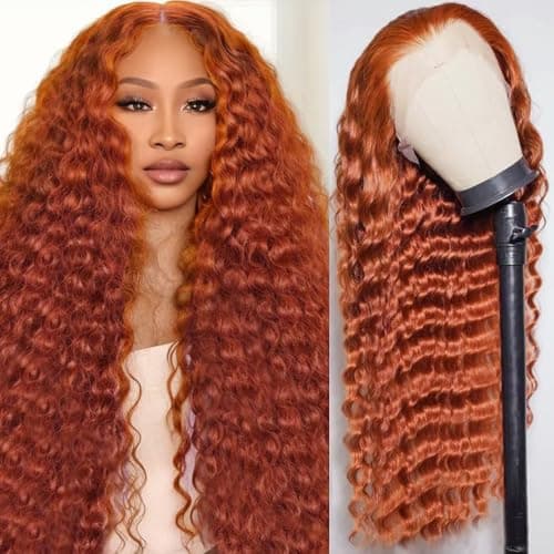 Bilisar 30 Inch Ginger Wig Human Hair 13x6 Deep Wave Lace Front Wigs 200 Density Hd Lace Curly Orange Wig Glueless Wigs Human Hair Pre Plucked Pre Cut With Baby Hair - Image 1