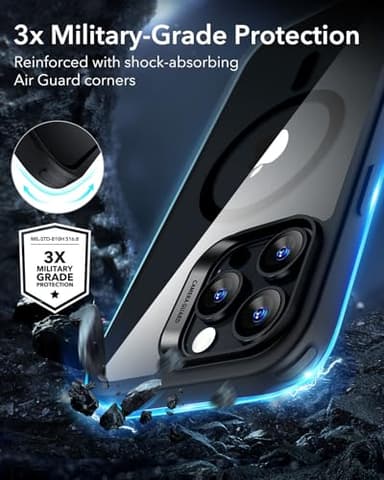 ESR for iPhone 16 Pro Max Case, Compatible with MagSafe, Shockproof Military-Grade Protection, Magnetic Phone Case for iPhone 16 Pro Max, Classic Hybrid Case (HaloLock), Clear Black - Image 5