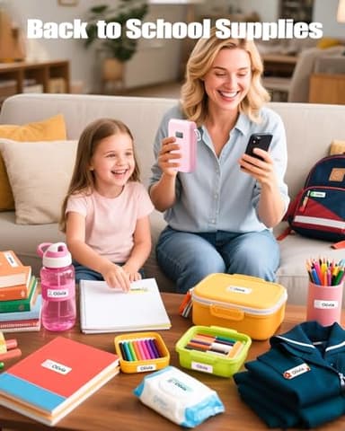 Label Maker Machine with Tape, Label Makers with Multiple Templates, Mini Label Maker Widely Used in Home Office School Organization, Bluetooth Label Printer Easy to Use for Small Labels, Pink - Image 2