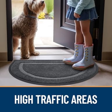 OLANLY Half Circle Door Mat Indoor Outdoor Entrance Welcome, Waterproof All-Season, All-Weather Doormat, Sturdy Natural Rubber, Low Profile, Easy Clean Patio Porch Entryway Mat, 29.5x17, Grey - Image 8