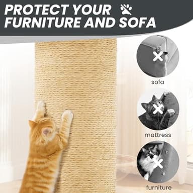 Nineshi 59in Large Cat Tree Tower for Indoor Cats with Soft Plush Hang Ball, Two Condos, Sisal Scratch Posts & Rope Play for Kittens/Adult Cats, Deep Grey - Image 5