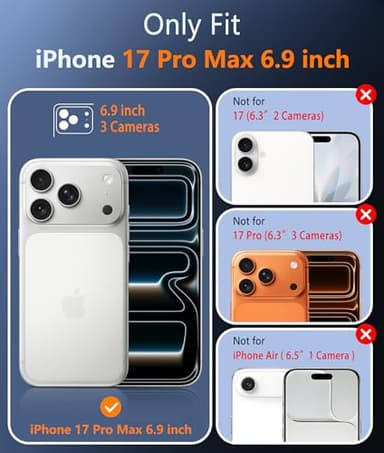 FNTCASE for iPhone 17 Pro-Max Case: Magnetic Transparent Phone Cases with Screen Protector Slim Military Grade Drop Protection Rugged Shockproof Protective Cell Phone Cover (A-Clear) - Image 2