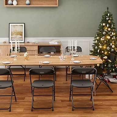 Bonnlo Folding Chairs Set of 10, Black Plastic Chair Sturdy Seat with Metal Frame, Perfect for Party, Event, Wedding, Birthday, Office, Outside Entertaining - Image 8