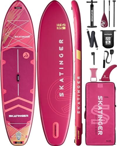 Skatinger 11'6×35" Super Wide Inflatable Paddle Board, Ultra Stable Stand Up Paddleboards for 450lb/3 People/Family/Big Size w/Shoulder Strap, 100L Backpack, All-Round Sup Board, US Fin - Image 1