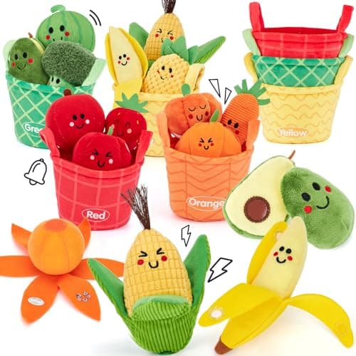 hahaland Baby Sensory Toys - 16 PCS My First Fruit Vegetable Color Sorting Play Food with Crinkle, Rattle, Baby Toys 6-12 Months Montessori Toys for 1 Year Old Boy Girl Gifts Toddler Stocking Stuffers - Image 1