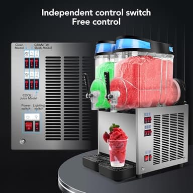 30L Commercial Slushie Machine, 4 Gal×2 Tanks Frozen Drink Machine, 1100W 110V Frozen Drink Margarita Machine Smoothie Slushy Maker Stainless Steel for Restaurant Bar Home Party - Image 5