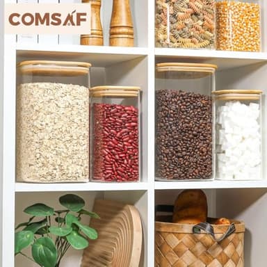 ComSaf 1.2 Gallon Wide Mouth Flour Sugar Storage Containers 2 Pcs, 4.6 Qt Glass Storage Containers with Lids, Large Pantry Glass Jar with Lid, Big Jars for Rice, Flour, Sugar, Cereal, Cookie, Coffee - Image 9