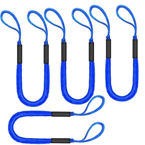 Bungee Dock Lines - Boat Accessories - 4 Feet Shock Cords Docking Rope Mooring Rope for PWC,Jet ski,Pontoon,Kayak,Canoe,Power Boat,Watercraft (Blue) - Image 1