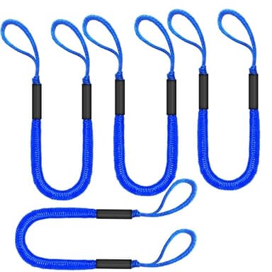 Bungee Dock Lines - Boat Accessories - 4 Feet Shock Cords Docking Rope Mooring Rope for PWC,Jet ski,Pontoon,Kayak,Canoe,Power Boat,Watercraft (Blue) - Image 1